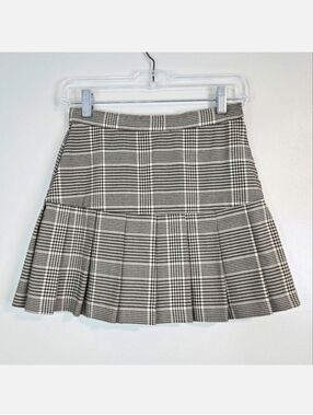 3/$15 H&M Brown & Tan Plaid Pleated Skater Skirt, Size 11-12 ~ VGUC